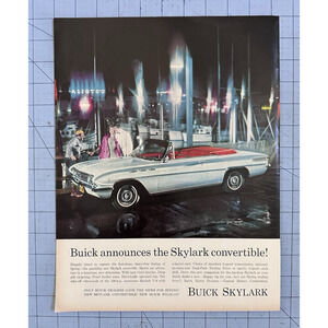 1962 Print Ad Buick Skylark Convertible Blue Vintage Original
